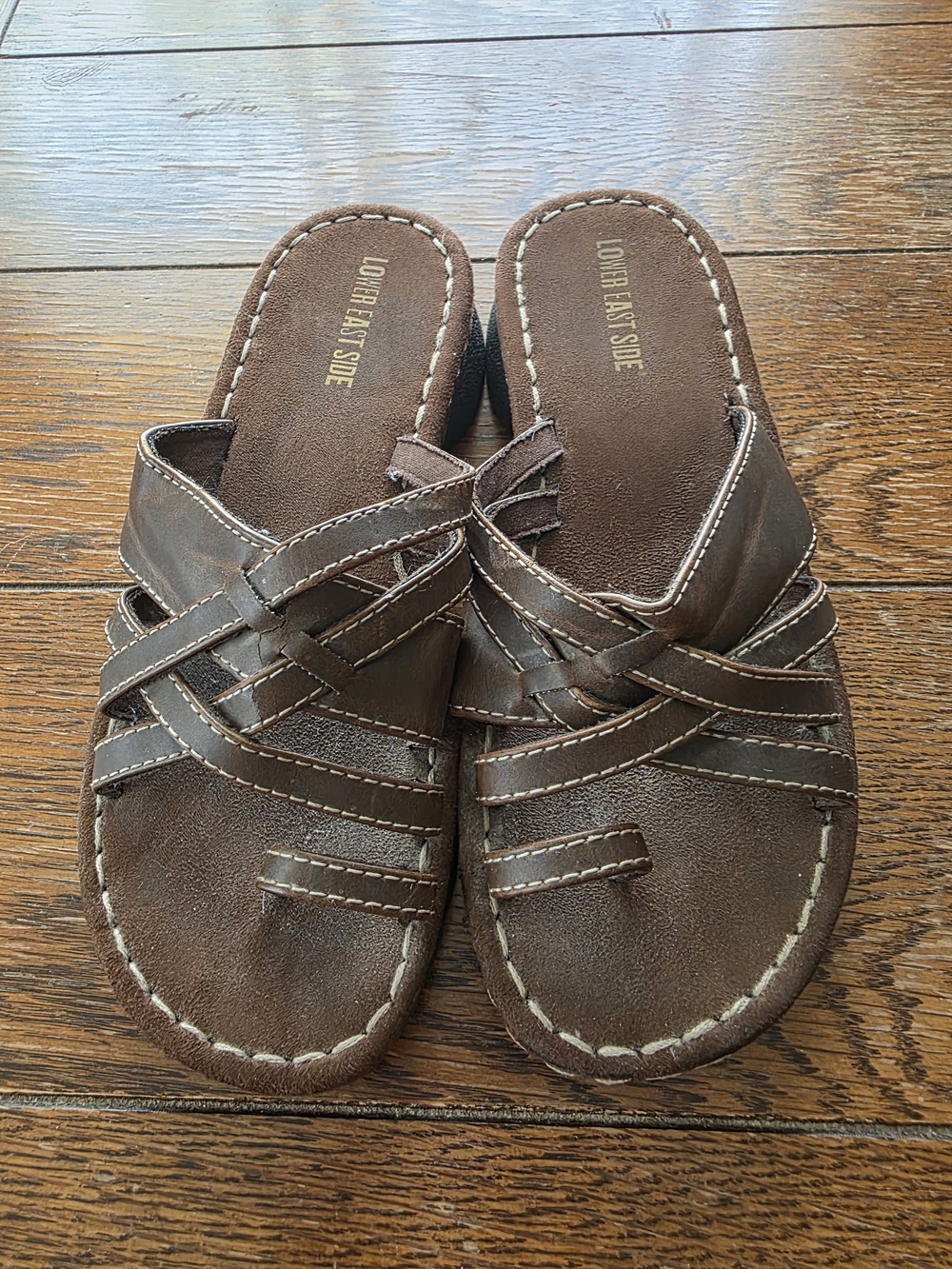 Vintage 90s Lower East Side Brown Chunky Y2K Platform Sandals
